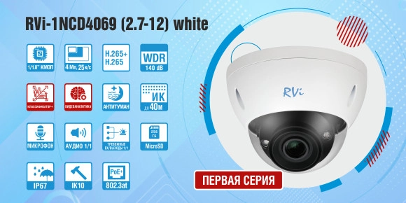 IP-камера RVi-1NCD4069 (2.7-12)  – новое интеллектуальное устройство слежения