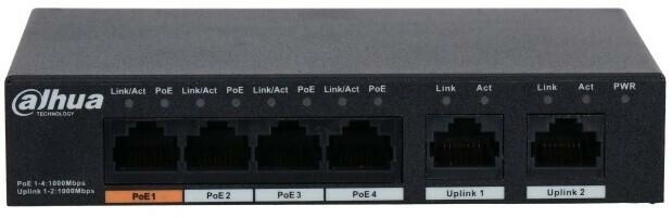 Неуправляемый гигабитный коммутатор DH-PFS3006-4GT-60 Dahua